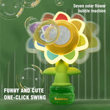 Dancing Sunflower Bubble Machine - Automatic Bubble Blower with LED Lights for Kids