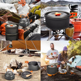 Juego de utensilios de cocina para acampar: juego de vajilla y utensilios de cocina para exteriores antiadherentes con tetera