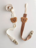Lindo clip de cadena para chupete de bebé con forma de oso: soporte de dibujos animados de punto anticaídas para recién nacidos