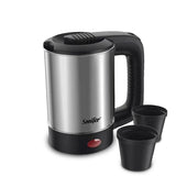 Hervidor eléctrico mini de 0,5 l de SONIFER: hervidor de agua portátil de acero inoxidable de 600 W para viajes de té y café, hoteles y viajes familiares