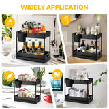 Under Sink Organizer – Double Sliding Storage Rack for Kitchen & Bathroom