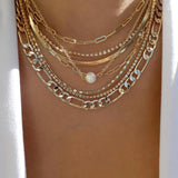 Collar vintage de varios estilos en color dorado nuevo para mujer, conjunto de collares con colgante de cristal multicapa de estilo bohemio y moderno, regalos de joyería