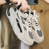 Men's Thick Sole Mesh Sneakers with Breathable Lace-Up Design