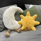 Smiling Sun & Moon Plush Pillows - Cute Weather-Themed Stuffed Decor for Kids & Adults