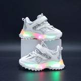 Unisex LED Light-Up Sneakers for Kids – Hook & Loop Spring Shoes (Ages 4–6)