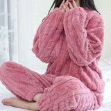 Women's 2-Piece Velvet Fleece Set | Warm Pullover & Pants Loungewear