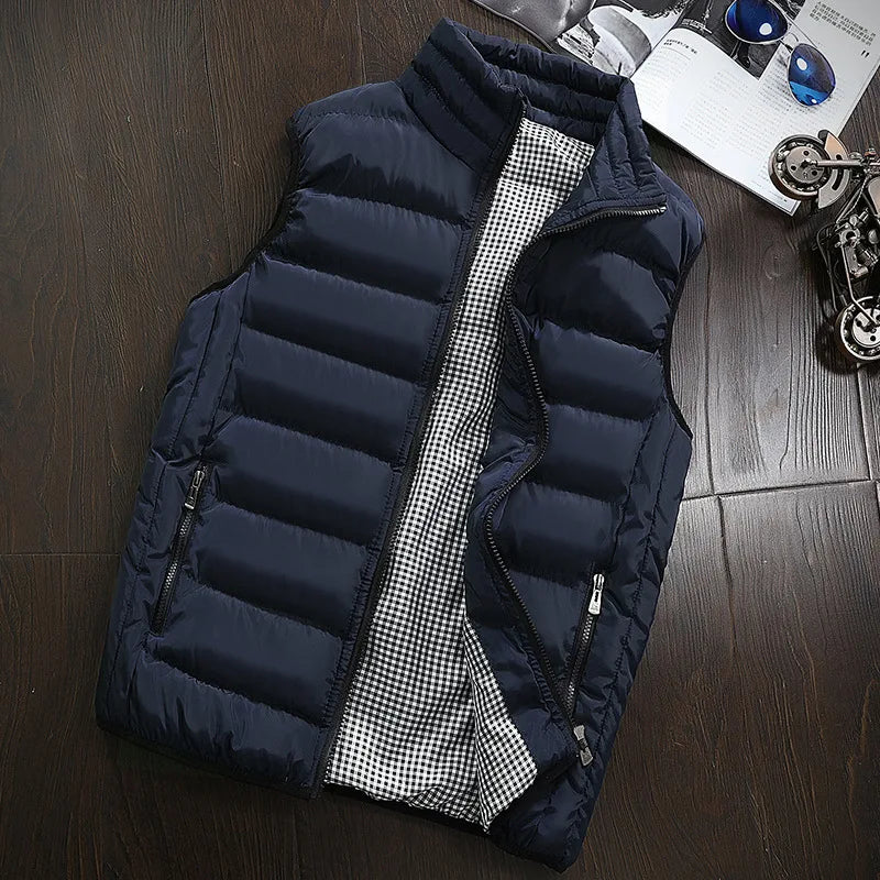 Men's Windproof Winter Vest - Warm Thicken Sleeveless Jacket with Zipper