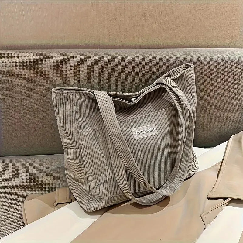 Corduroy Casual Tote Bag for Women – Stylish & Spacious Everyday Bag