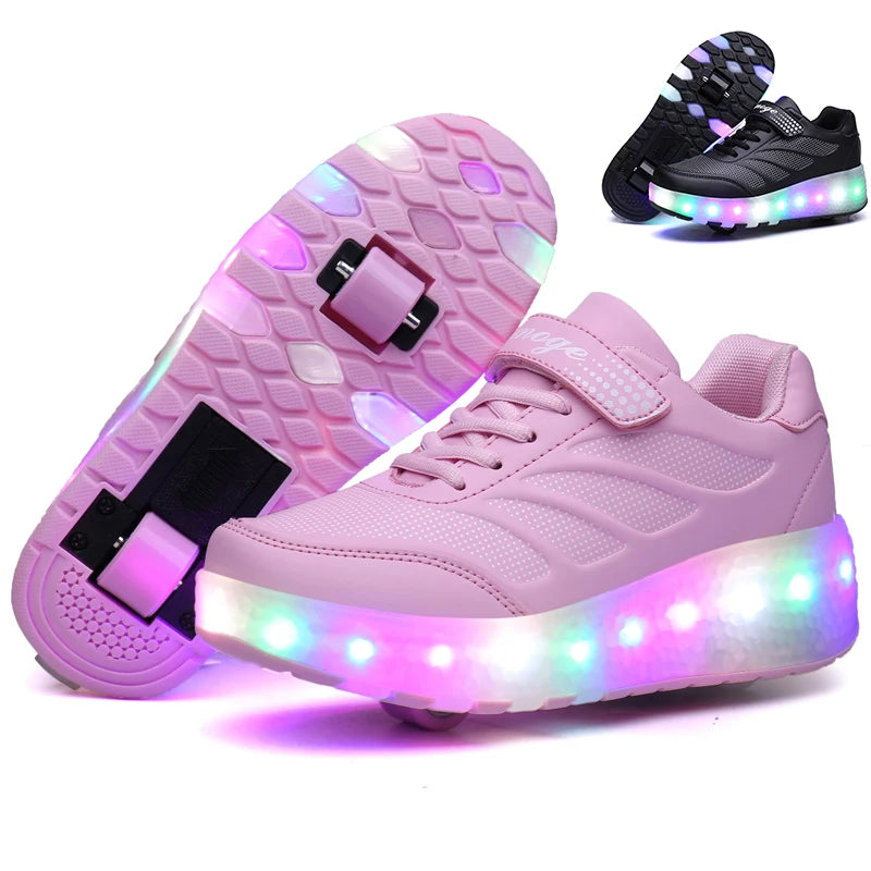 Kids Light-Up Casual Shoes – Unisex Hook & Loop Sneakers for Ages 4-12