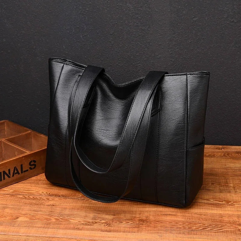 Vintage PU Leather Shoulder Bag – Large Capacity Crossbody Tote for Women