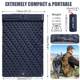 Double Inflatable Camping Mattress with Built-In Pump and Pillows – Lightweight, Waterproof Sleeping Pad for 2