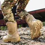 Men’s High-Top Leather Combat Boots – Breathable, Non-Slip Hiking & Outdoor Ankle Boots