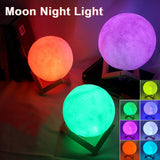 3D Moon LED Night Light with Button Battery – Portable Soft Glow Lamp