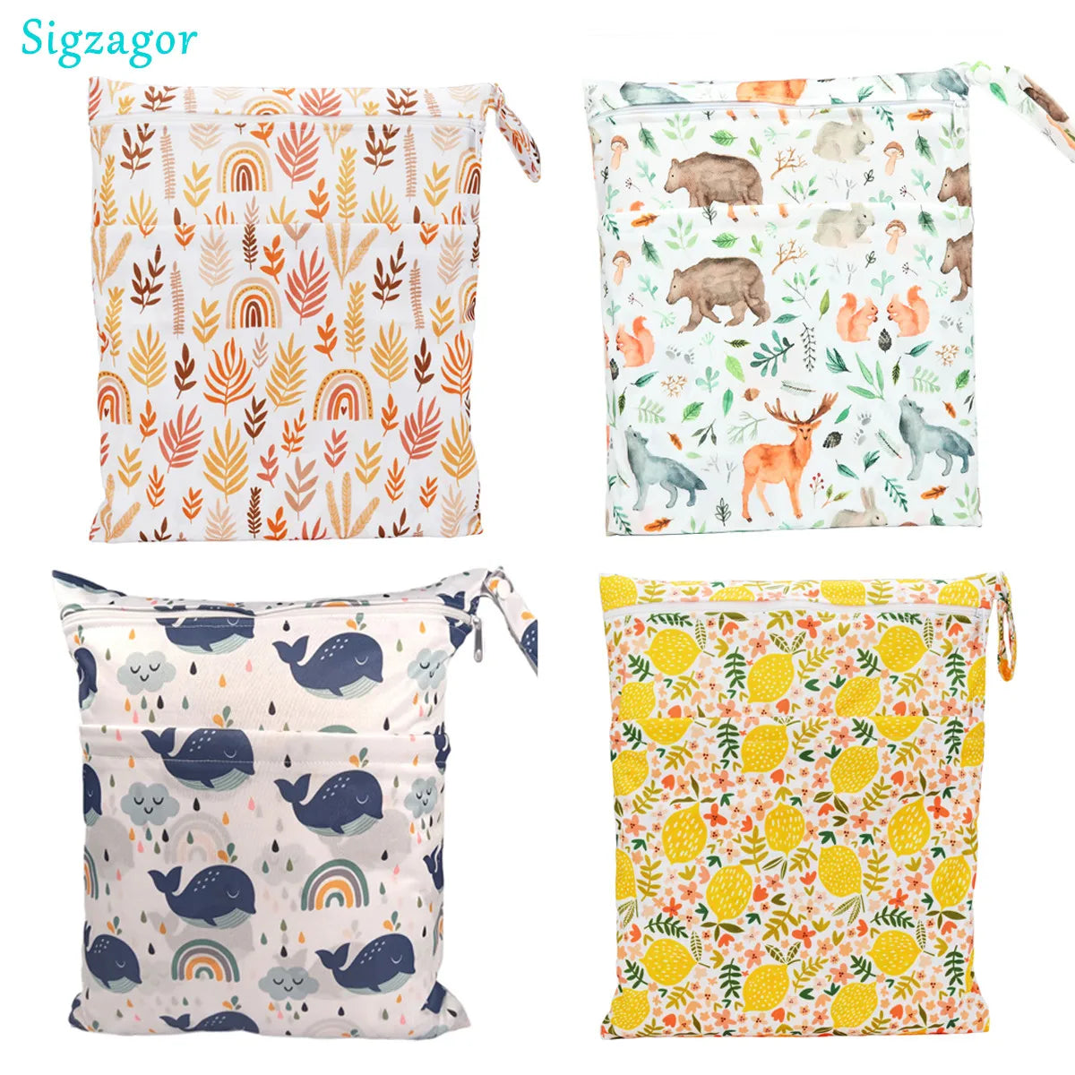 Bolsa impermeable para artículos húmedos y secos con dos bolsillos con cremallera: bolsa con estampado floral
