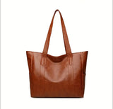 Vintage PU Leather Shoulder Bag – Large Capacity Crossbody Tote for Women