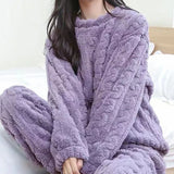 Women's 2-Piece Velvet Fleece Set | Warm Pullover & Pants Loungewear