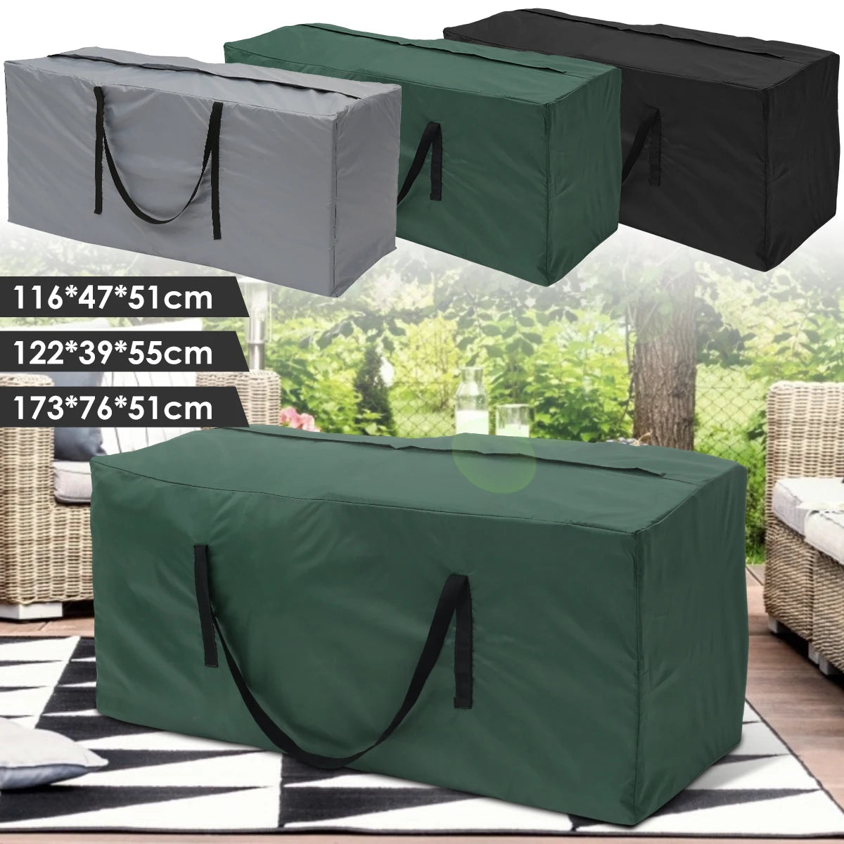 Bolsa de almacenamiento impermeable para exteriores: funda protectora de gran capacidad para muebles y artículos de temporada