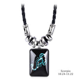 Trendy Geometric Glass Pendant Necklace for Women – Zinc Alloy & Leather Design