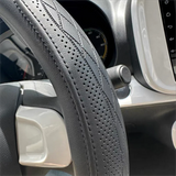 Universal Nappa Leather Steering Wheel Cover – Anti-Slip, Breathable, Sun-Resistant Grip for Cars