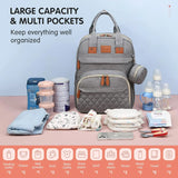 3-in-1 Diaper Bag Backpack with Foldable Baby Bed and USB Charging Port