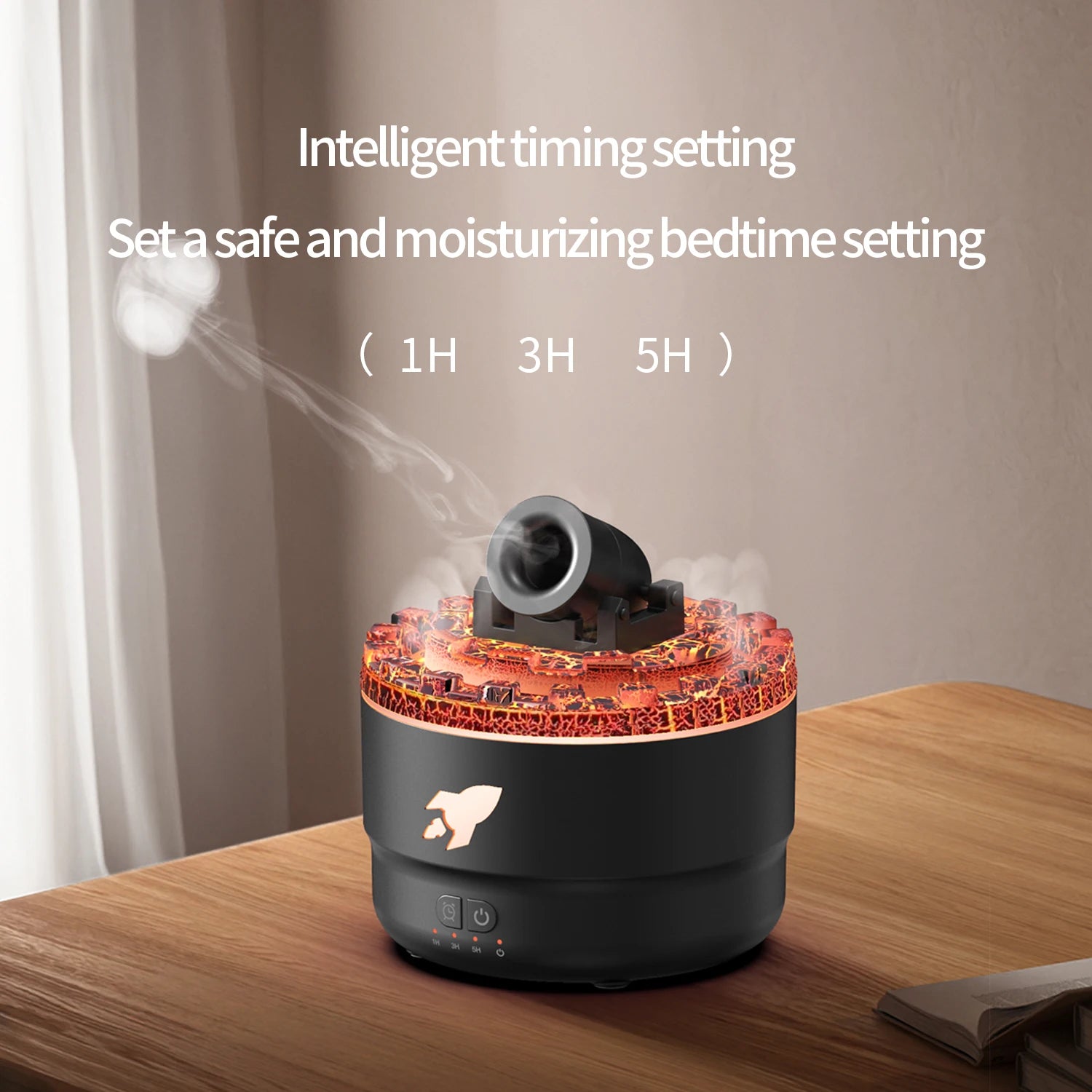 Difusor de aromaterapia con luz de grietas volcánicas: humidificador ultrasónico con pulverizador de anillo LED