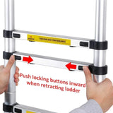 8.5ft Aluminum Telescoping Ladder - 330lb Capacity Foldable Attic Ladder
