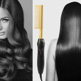 Professional Electric Hot Comb Straightener – 10-Temperature Tourmaline Ceramic Hair Styling Brush