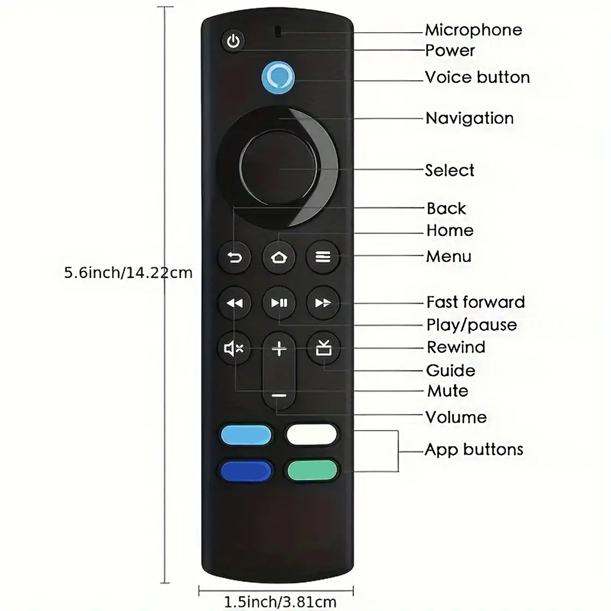 Bluetooth Voice Remote Control for Fire TV Stick 4K, 3rd Gen, Lite, Cube & Smart TVs