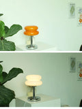 Lámpara de mesa de cristal Macaron: luz nocturna con atenuación tricromática para un ambiente acogedor