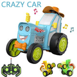 Mini coche acrobático RC con luces y música: camión de control remoto con saltos locos | Giro de 360°, marcha erguida, juguete recargable para niños