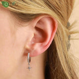 Sterling Silver Zircon Hoop Earrings for Women – Elegant Star & Heart Design