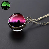 Vintage Glow-in-the-Dark Round Pendant Necklace – Unisex Metal Design