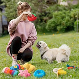 7-Piece Plush Puppy Toy Set – Squeaky Fruit & Vegetable Chew Toys for Small Dogs