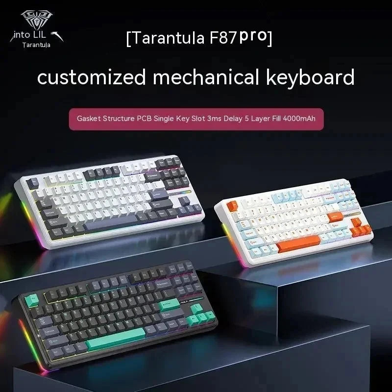 Wireless Mechanical Keyboard – Hot-Swappable, RGB Backlit, Compact 87-Key Bluetooth Keyboard