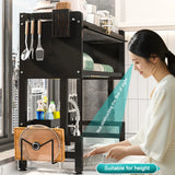 Large Over-the-Sink 3-Tier Dish Drying Rack with Dust Cover – Carbon Steel Kitchen Organizer