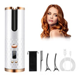 Cordless Automatic Hair Curler with Adjustable Temperature & LCD Display