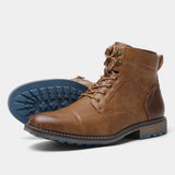 Men’s Microfiber Leather Ankle Boots - Retro Zip-Up Fashion Boots