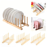 🔹 Soporte de madera multifuncional: organizador de tapas para platos, tazas y libros 🔹