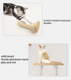 Wall-Mounted Cat Tree with Scratching Post & Hammock - Space-Saving Climbing Furniture