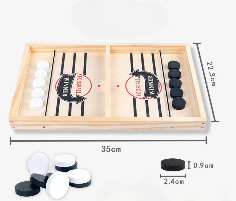 Compact Wooden Elastic Band Puck Battle Board Game