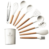 Juego de utensilios de cocina de silicona de grado alimenticio de 12 piezas: antiadherentes y resistentes al calor