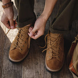 Men’s Genuine Suede Leather Ankle Boots - Winter Lace-Up Casual Snow Boots
