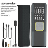 Portable Electric Air Pump with Tire Inflator, Pressure Gauge & Emergency Light