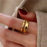 Stackable Ripple Wave Rings for Women – Adjustable Stainless Steel 18K Gold & Silver Plated Minimalist Jewelry
