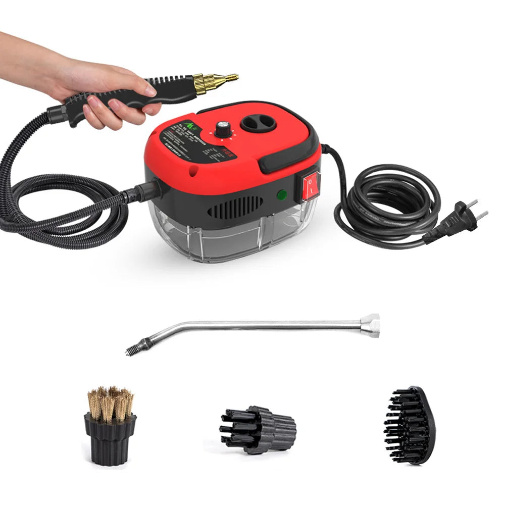Limpiador a vapor de mano de alta presión: 2500 W de potencia, 6 configuraciones de velocidad y tanque de agua grande