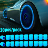 Glow-in-the-Dark Tire Valve Caps – Fluorescent Stem Covers for Cars, Motorcycles & Bicycles