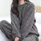 Women's 2-Piece Velvet Fleece Set | Warm Pullover & Pants Loungewear
