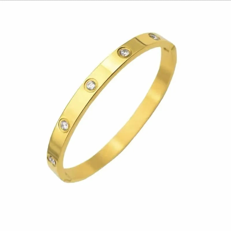 Gold Love Bangle Bracelet – Unisex Sparkling Trendy Wristwear