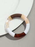 Pulsera de cuentas acrílicas bohemias para mujer: dije geométrico, moderna y liviana