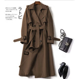 Women's Long Sleeve Trench Coat – 2024 Fashion Double-Breasted Office Jacket